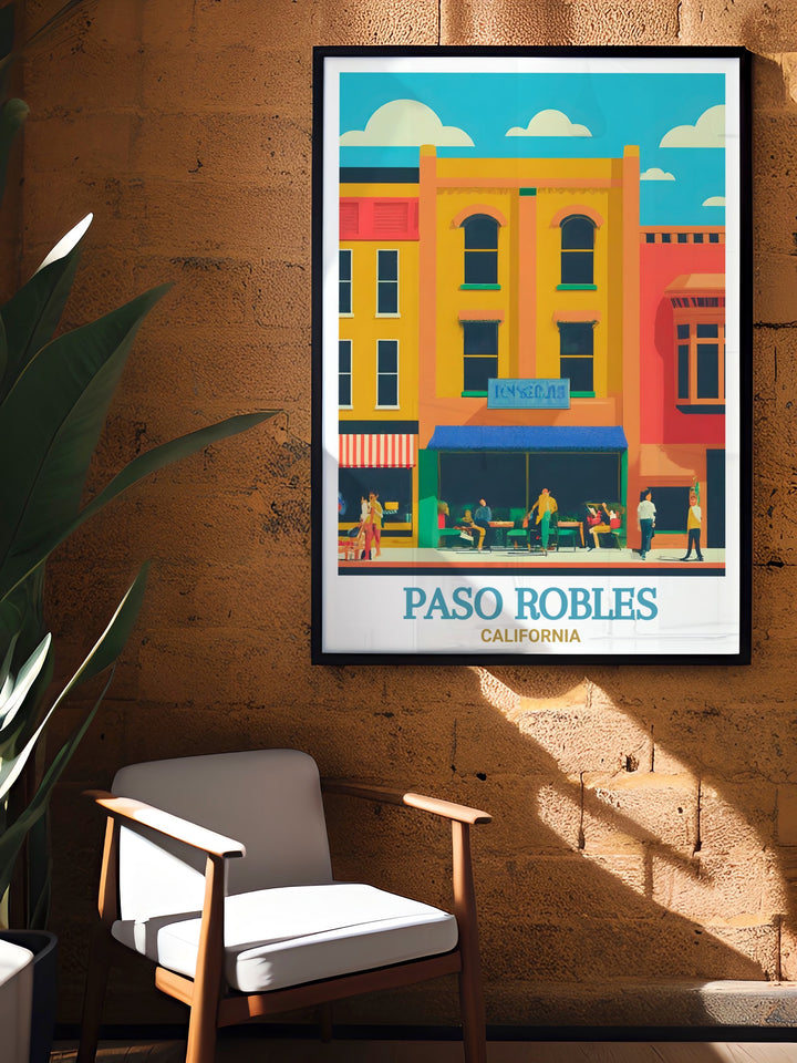 Add the charm of Downtown Paso Robles to your home with this stunning California art print. Ideal for wine lovers and travel enthusiasts, this poster brings a slice of Paso Robles into any room.