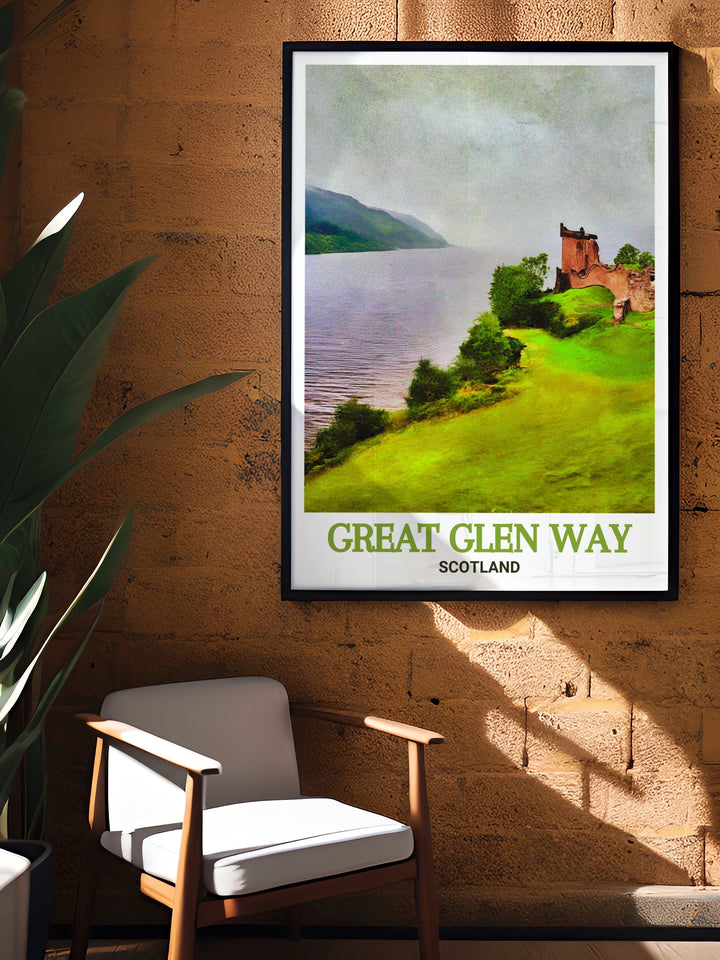 Loch Ness wall art featuring stunning landscapes of Scotlands Great Trail and the West Highland region perfect for anyone looking to enhance their space with Scotland travel art and National Park prints that capture the essence of the great outdoors