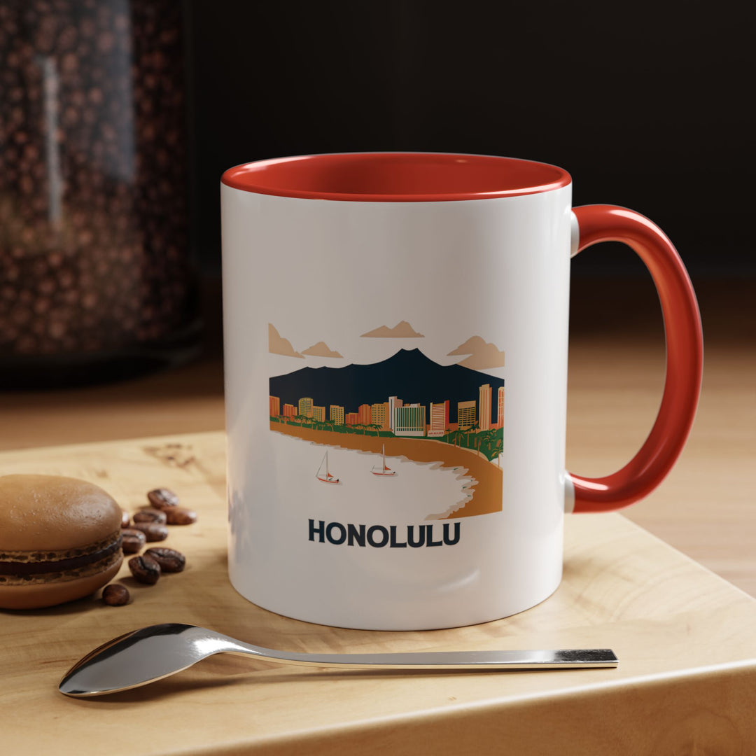 Celebrate the essence of Honolulu with this stylish ceramic mug. Perfect for coffee and tea enthusiasts, it is durable, dishwasher-safe, and a meaningful gift or collector’s item for anyone who loves Hawaii.