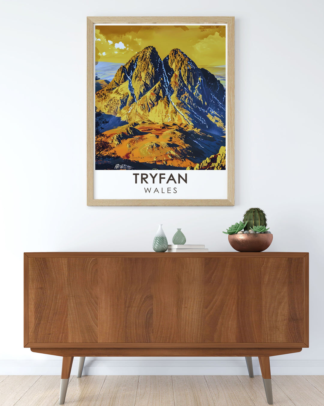 National park print of Snowdonia capturing the rugged peaks of Mount Snowdon and Tryfan Summit stunning wall decor for nature lovers