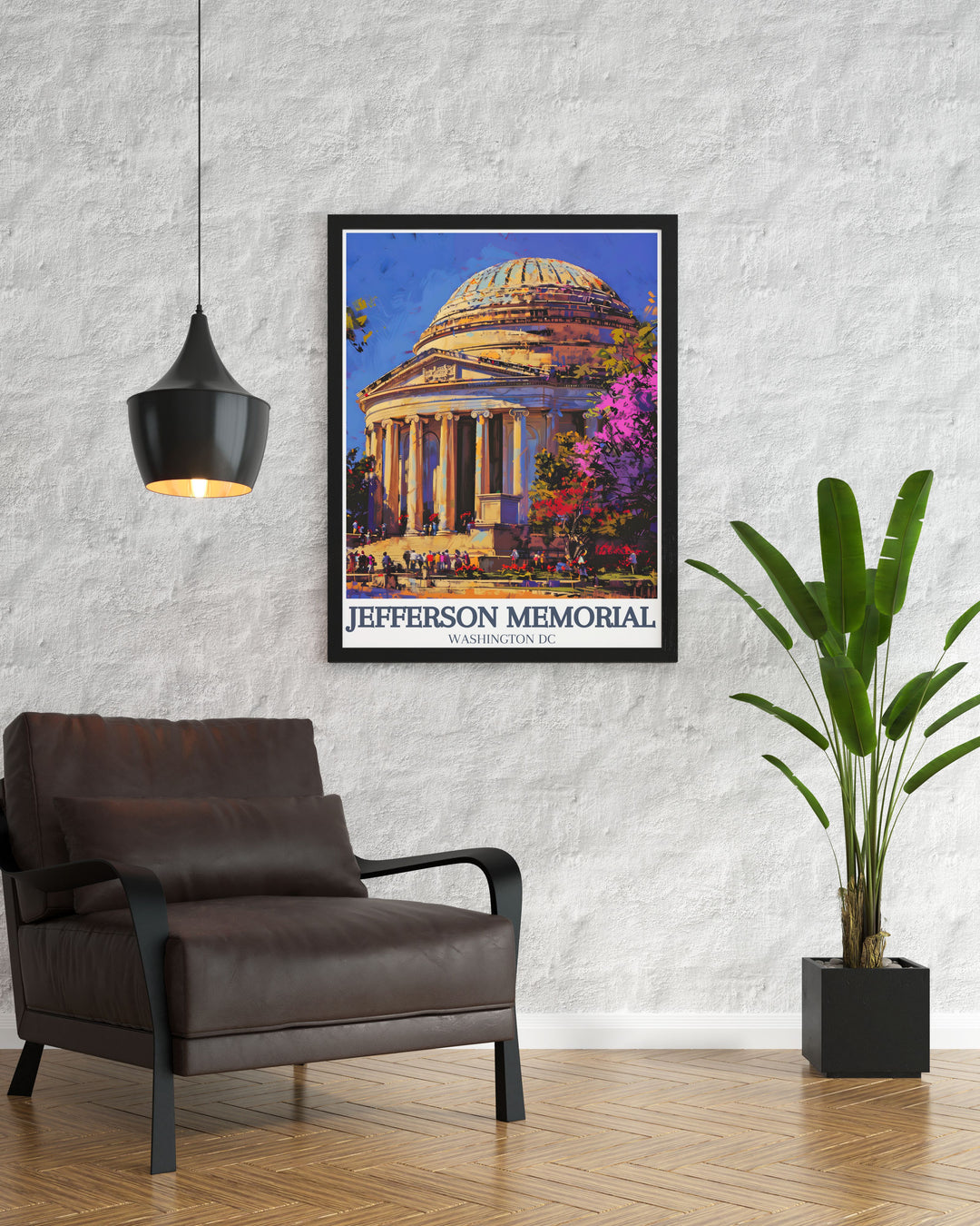 This detailed art print of the Jefferson Memorial highlights the grandeur of the neoclassical dome and the beauty of the Grand Rotunda. Its a perfect addition to any patriotic or historical art collection, celebrating Jeffersons legacy.