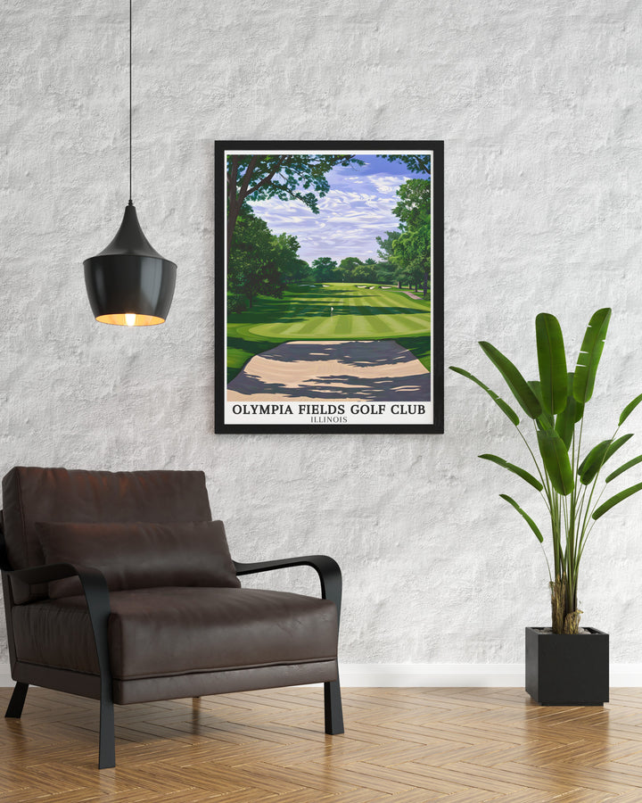 Beautifully crafted Olympia Fields Golf Poster showcasing Fairways South Course a perfect addition to your Golf Wall Art collection this print offers a blend of elegance and sport making it a thoughtful Golf Gift for any occasion or celebration