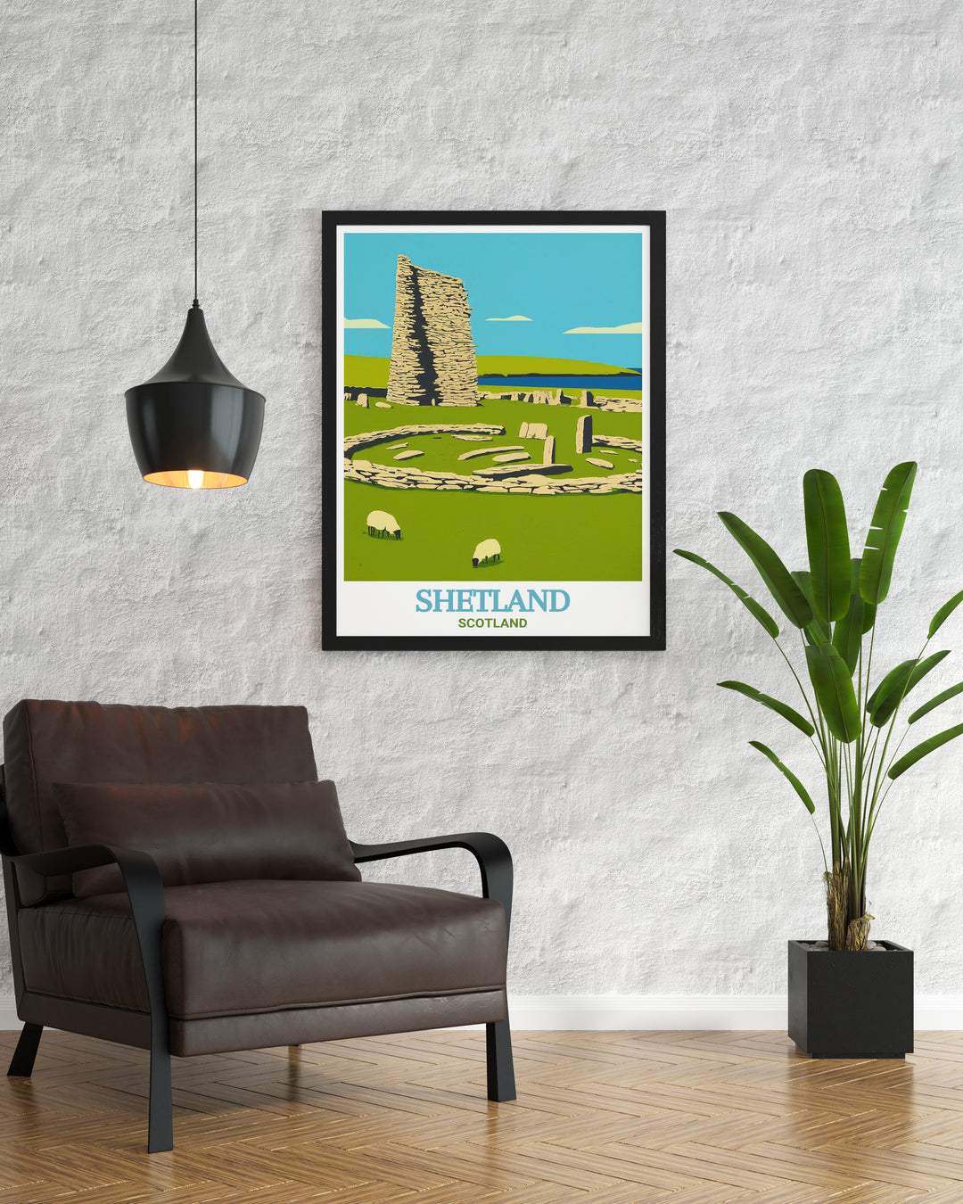 Travel Print of Shetlands Jarlshof Settlement, capturing the wild beauty and rich history of Scotlands northernmost islands. This print is a perfect addition to any collection of travel art or Scottish decor, offering a stunning portrayal of one of Scotlands most significant historical sites.