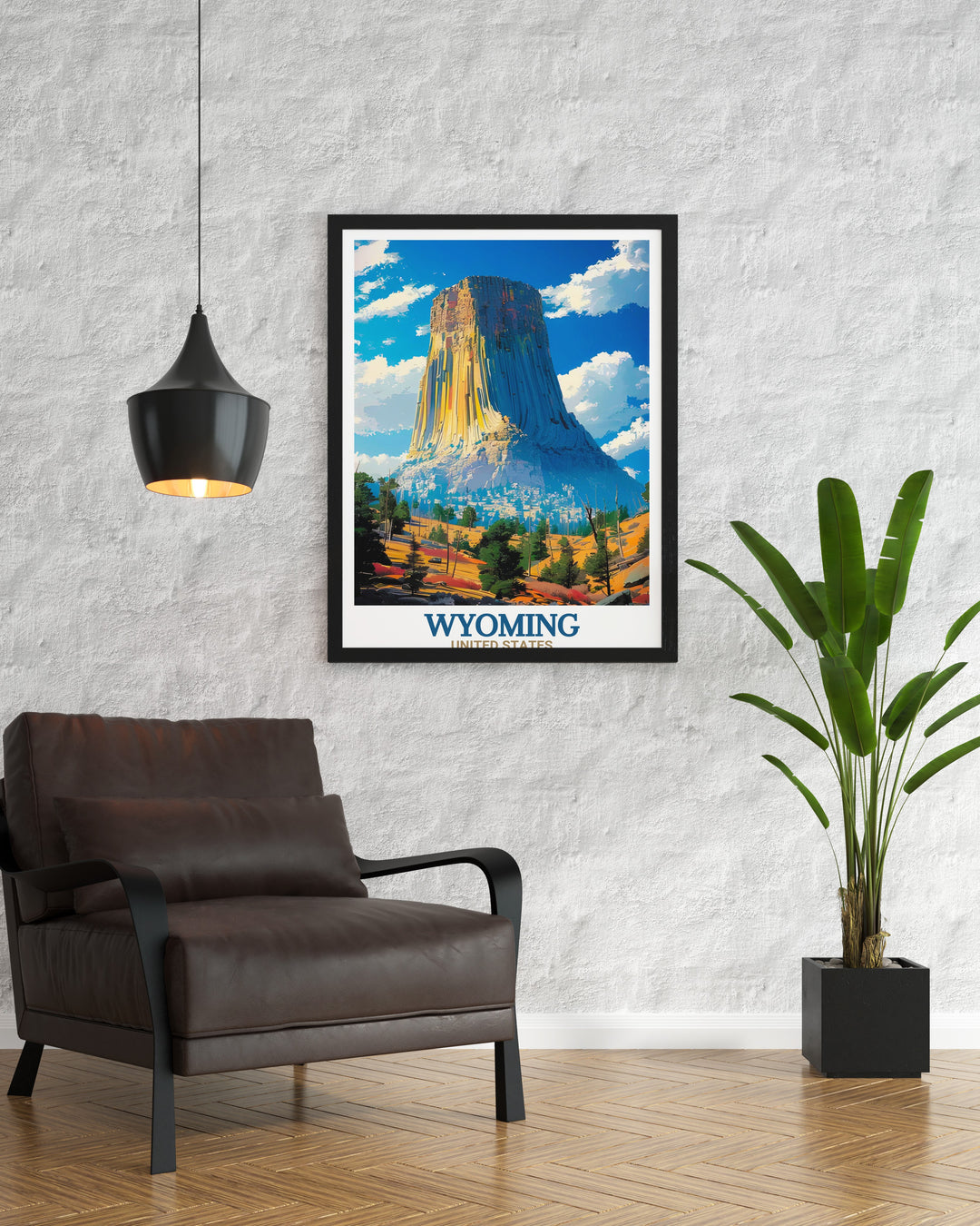 Ski Resort Poster highlighting the excitement of carving fresh tracks on a crisp winter morning complemented by Devils Tower National Monument Stunning Prints for perfect wall decor