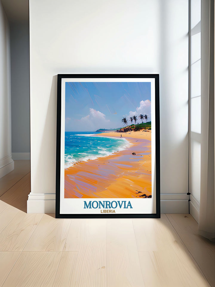 ELWA Beach modern print featuring stunning ocean views and sandy shores creating a vibrant and inviting atmosphere perfect for enhancing any living space or adding elegance to home decor