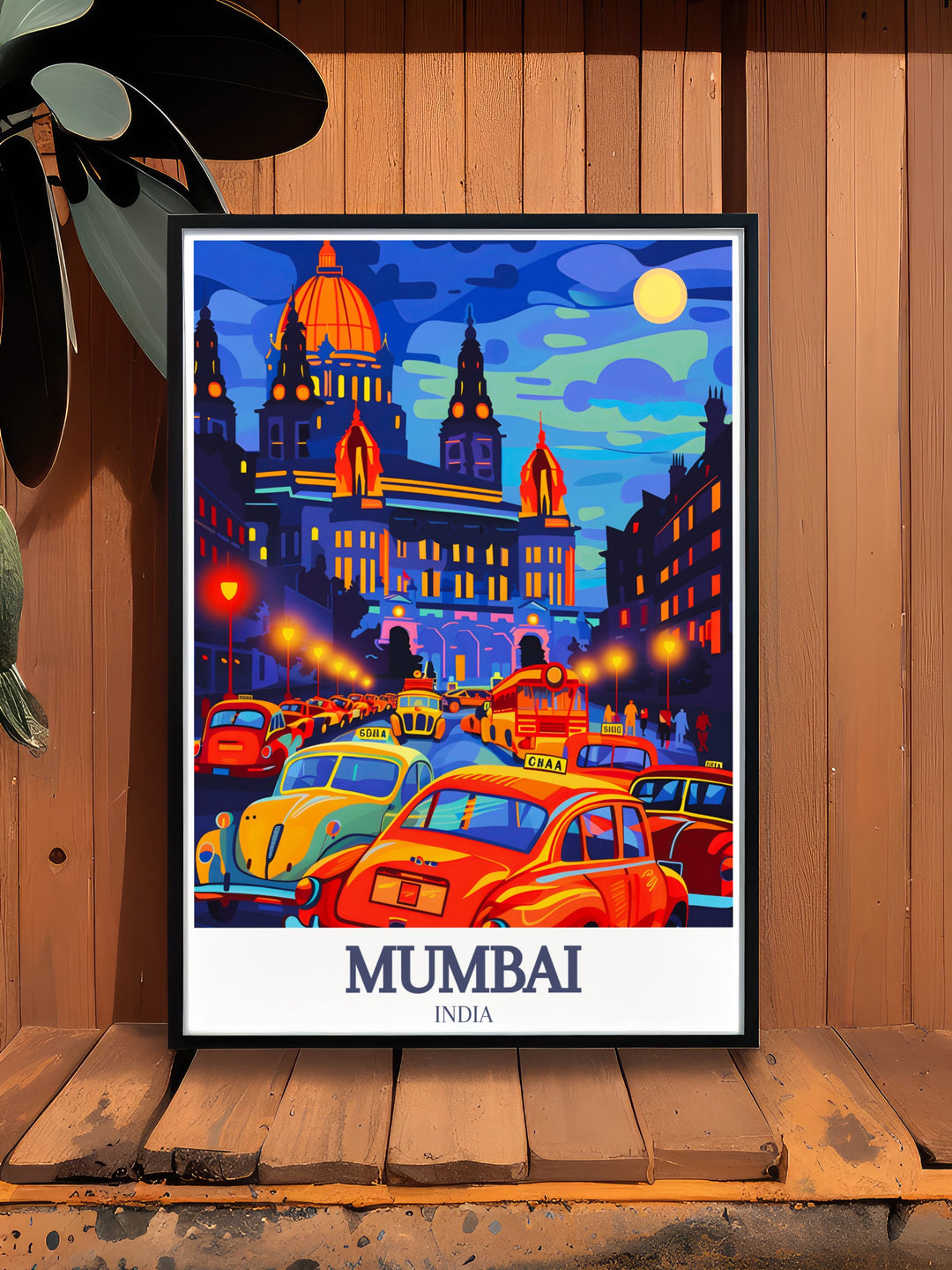 This Chhatrapati Shivaji Maharaj Travel Poster showcases the vibrant energy of Mumbais most iconic landmark. Featuring the historic Victoria Terminus, this artwork is perfect for those who love urban landscapes and world heritage sites.