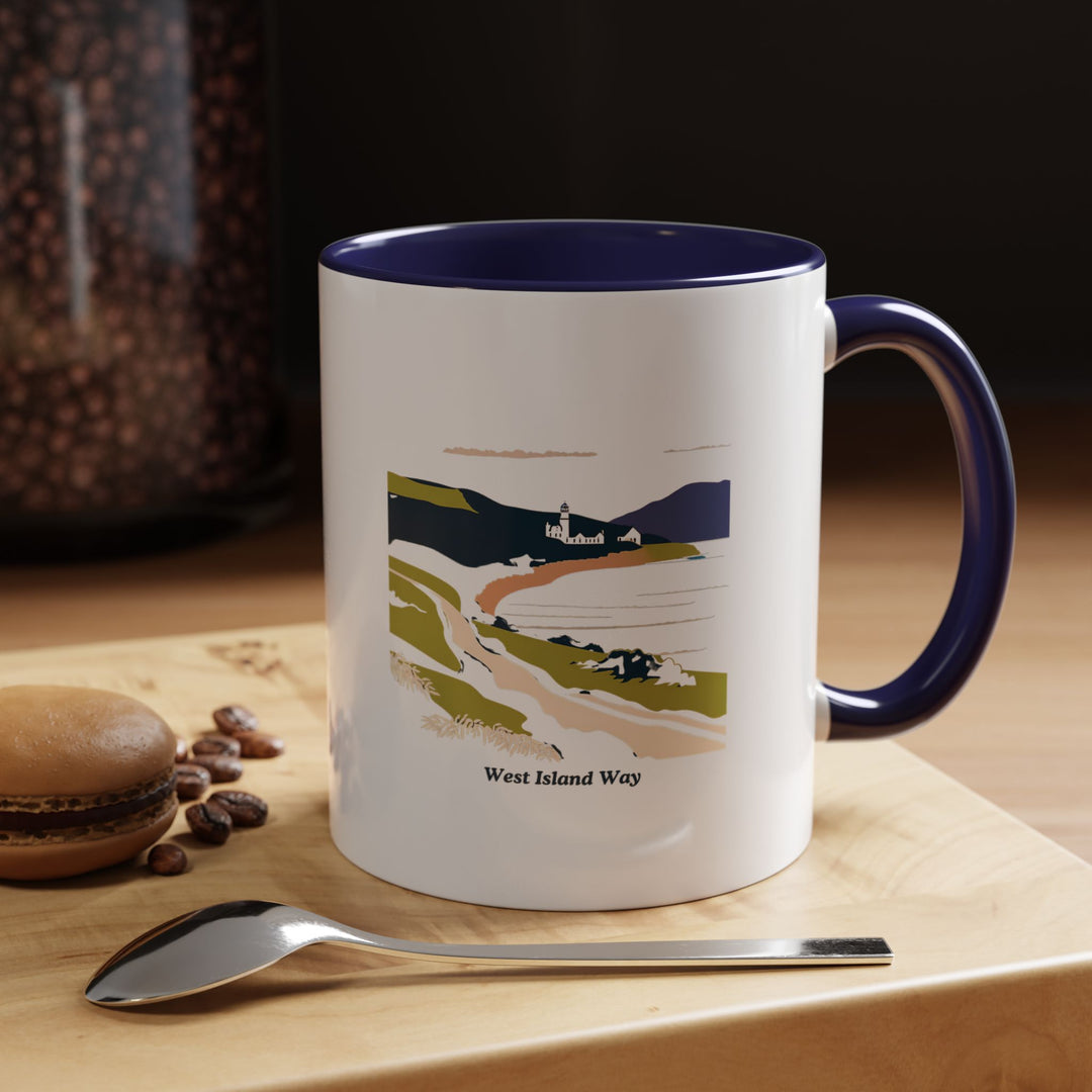 This West Island Way mug features vibrant artwork of the scenic West Island trail. Perfect for coffee or tea lovers, it brings nature into your home. Ideal as a gift or keepsake for outdoor enthusiasts, it's both practical and beautiful for daily use.