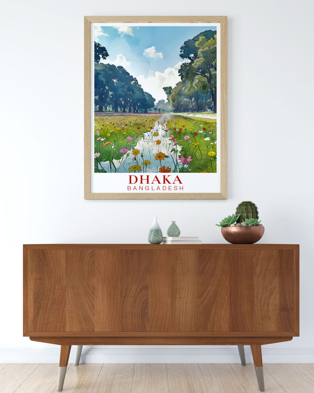 Vibrant Ramna Park Wall Art depicting the peaceful scenery and lush landscapes of the park. This Ramna Park travel poster is a perfect addition to any room bringing a touch of nature and calm to your home decor while showcasing Dhakas green oasis.