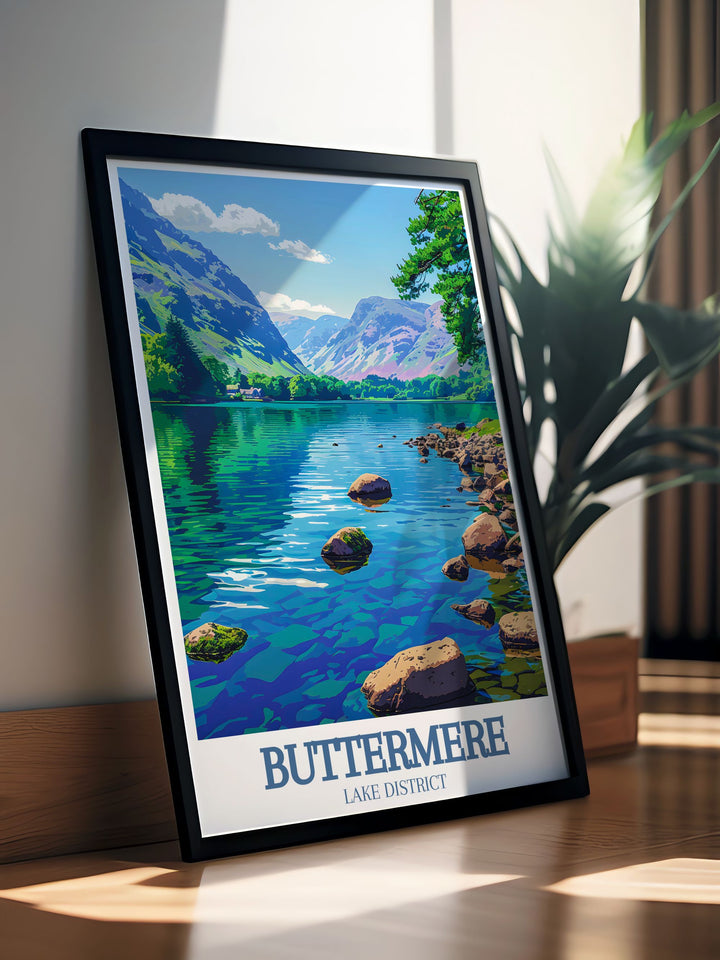 Capture the essence of the Lake Districts beauty with this poster featuring Buttermere Lakes stunning landscapes and the rugged terrain of Haystacks, perfect for enhancing any living space with its scenic charm.