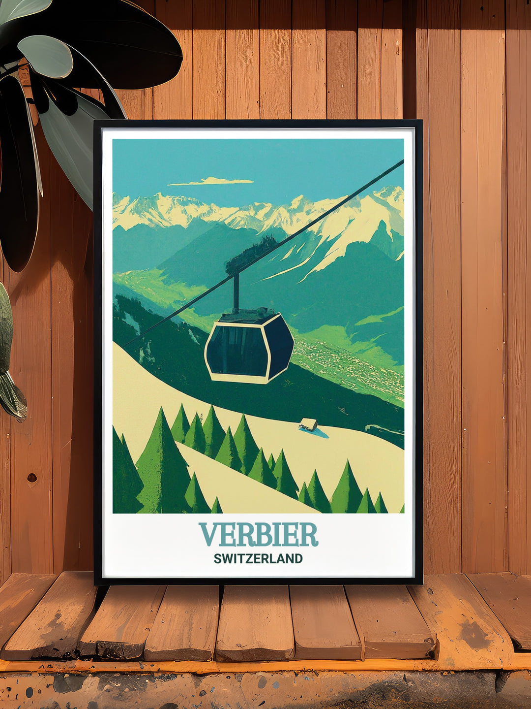 This travel print of the Le Châble Gondola in Verbier captures the majestic Swiss Alps in stunning detail. Perfect for skiing enthusiasts or as a gift, this poster brings a timeless piece of alpine beauty into any home.