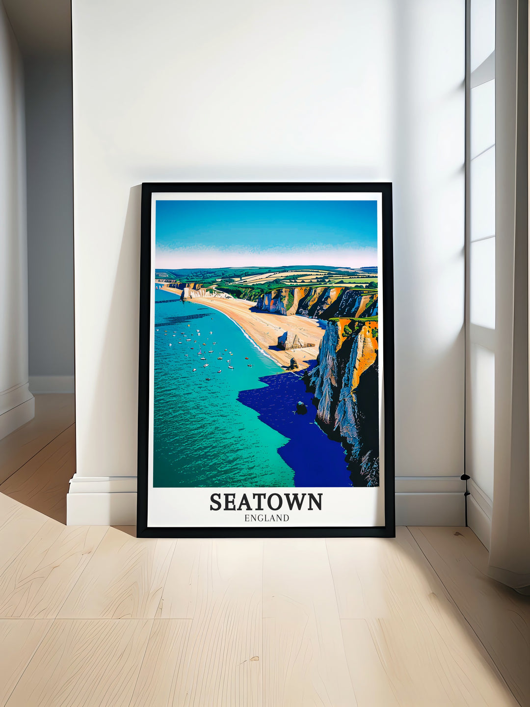 Seatown Beach Art and Jurassic Coast Eype Beach prints showcase the natural beauty of Dorsets coastline. Perfect for home decor these coastal travel prints bring serenity and elegance into any space ideal for beach lovers and travel enthusiasts