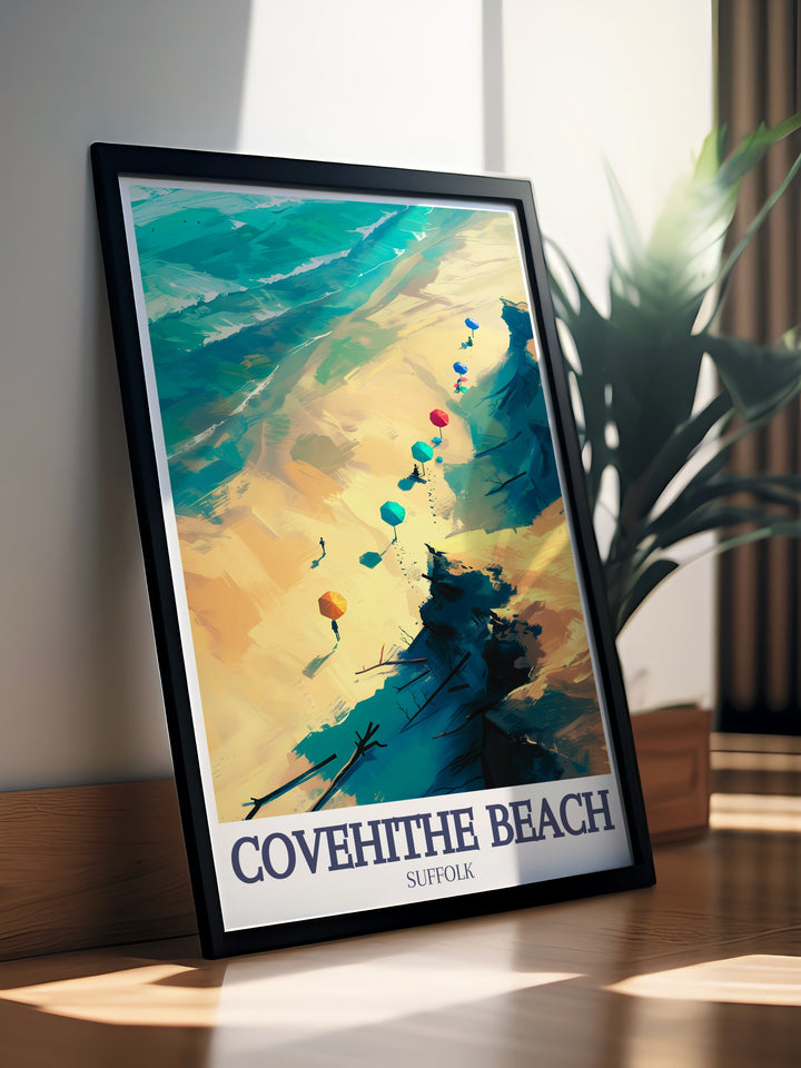 This Covehithe Beach wall print captures the quiet, untouched beauty of Suffolks coastline, with the North Sea providing a tranquil backdrop. Perfect for those who appreciate the raw charm of nature, this travel art brings Covehithes scenic views into your space.