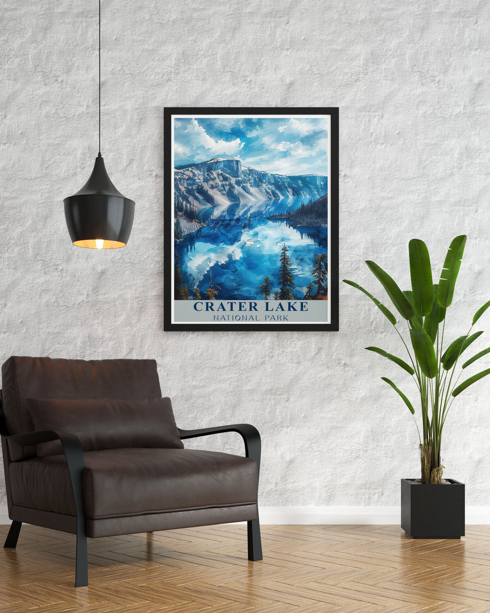 Exquisite National Park Art featuring Crater Lake and its dramatic caldera. These vibrant prints bring the natural beauty of Crater Lake into your home. Ideal for enhancing your living room or office with unique and captivating wall art.