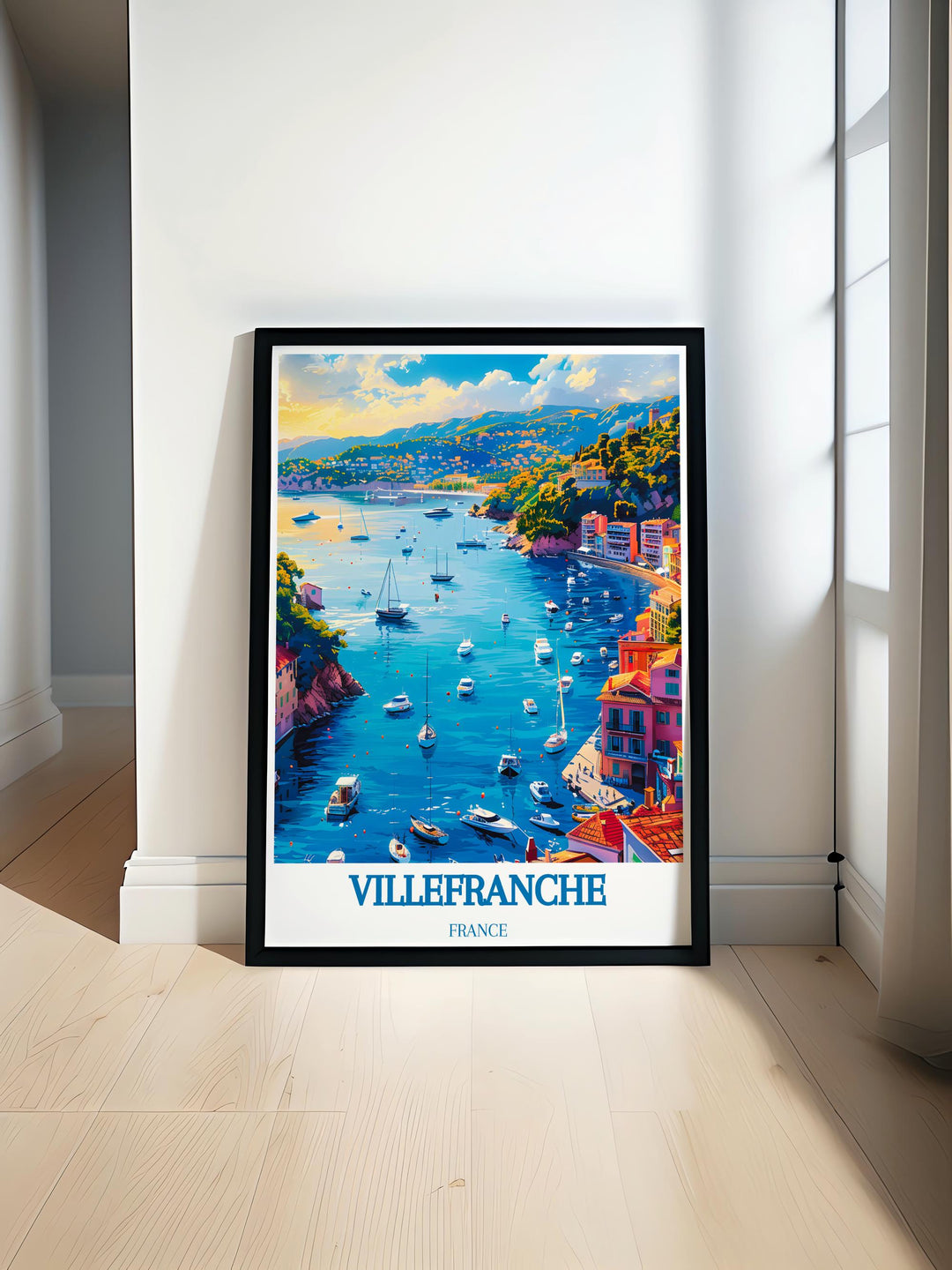 Villefranche sur Mer Harbor wall decor brings the serene beauty of the French Riviera into your home This elegant France travel print captures the harbors tranquil waters and historic architecture making it a perfect addition to your wall art collection or as a thoughtful gift