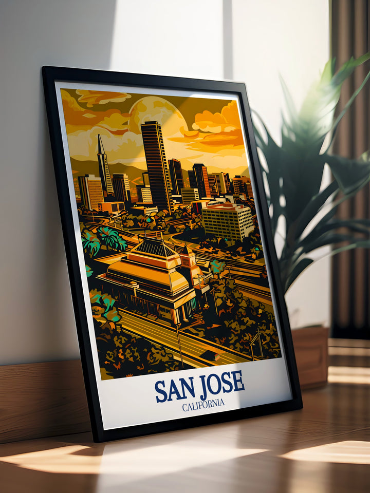 This Silicon Valley canvas art captures the essence of the tech hub while showcasing San Joses rich culture and the stunning San Francisco Bay Area. Ideal for those who appreciate Californias innovation and natural beauty in one stunning artwork.