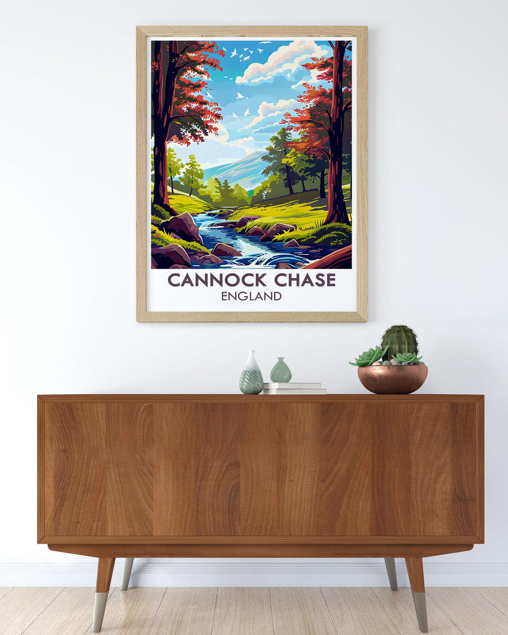 Bring the beauty of Sherbrook Valley into your home with this Cannock Chase print. This artwork showcases the enchanting English woodland and its vibrant flora and fauna. A perfect addition to your home decor for those who cherish UK wildlife and the great outdoors.