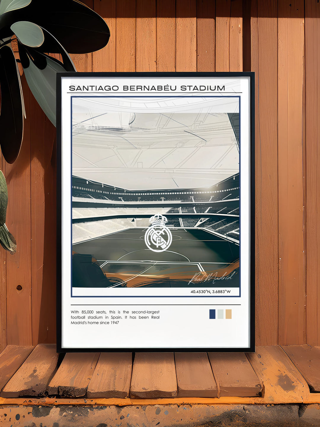 The Santiago Bernabeu minimalist art print featuring Real Madrid and Jude Bellingham a versatile piece for sports bedroom art or office wall decor