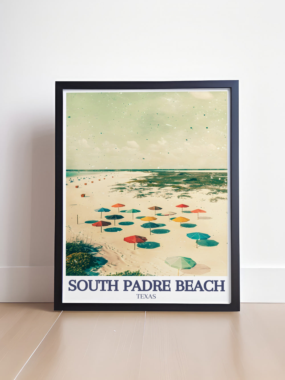 A captivating art print of South Padre Islands iconic beach and Isla Blanca, showcasing the pristine shores and crystal clear waters of the Gulf of Mexico. This poster print brings the tropical charm of Texas into your home, making it a perfect choice for coastal decor enthusiasts.