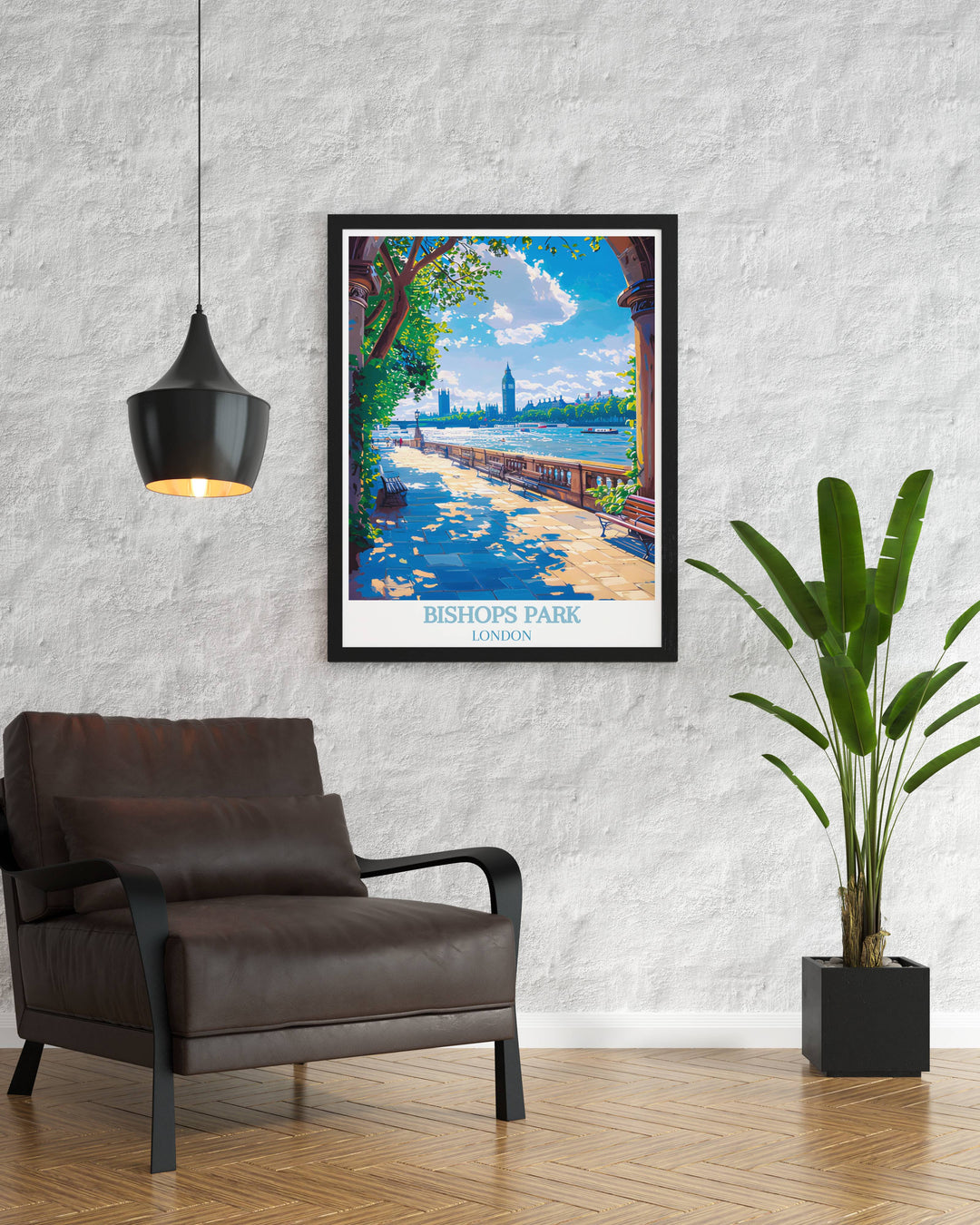 Beautiful art print of Thames River Walk presenting a lively view of Londons favorite riverside destination