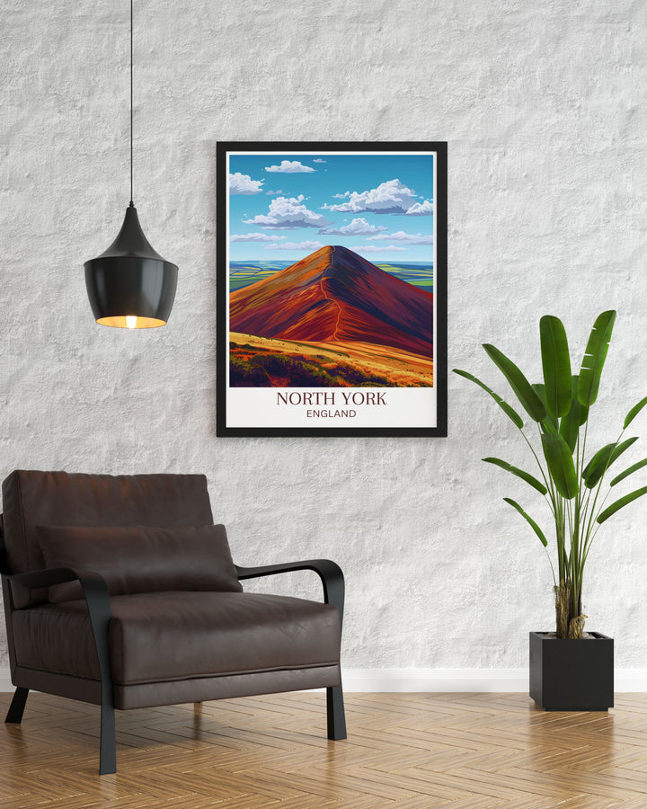 Bring the serene beauty of the North York Moors into your living space with this exquisite travel poster, depicting the expansive moorland and tranquil charm of this national park.