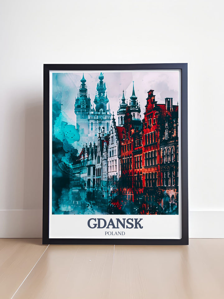 Gdansk Old Town, St. Marys Church Travel Stunning Prints in black and white. Featuring detailed architecture and a botanical garden, this city print adds elegance and historical significance to your home decor and art collection.