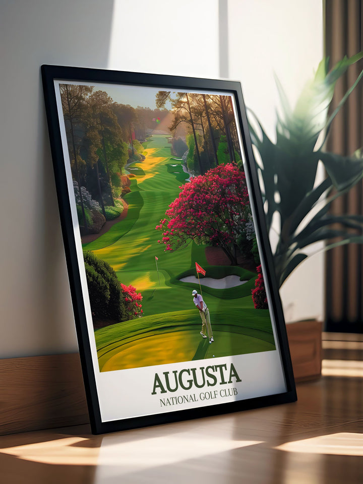 Detailed Augusta National golf poster highlighting Magnolia Lane Amen Corner perfect for golfer gifts and birthday presents for golf enthusiasts who appreciate fine art and Augusta memorabilia