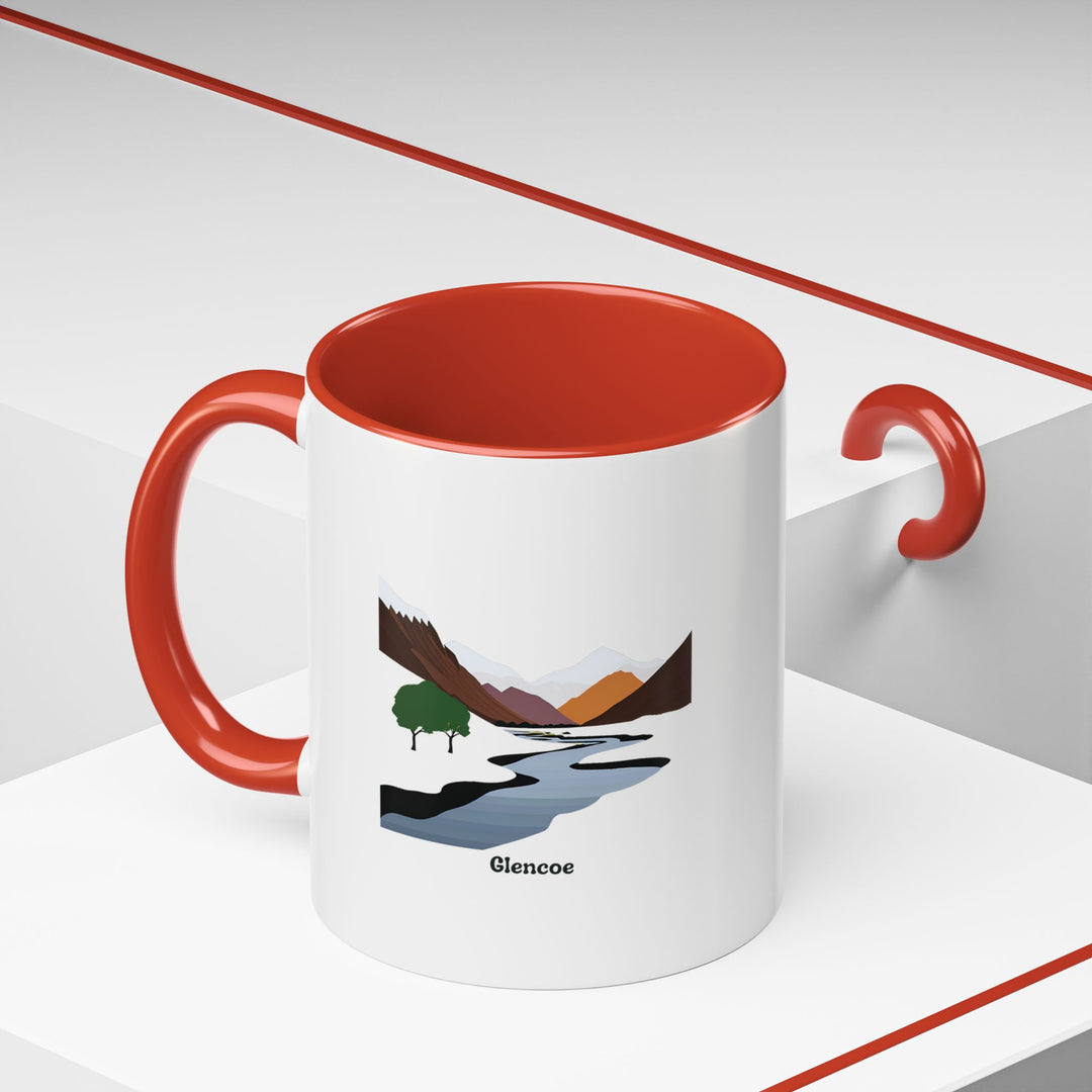 A Glencoe mug celebrating the charm of the Scottish Highlands. Perfect for coffee or tea lovers, its durable ceramic construction and eye-catching design make it a practical and artistic addition to your home.