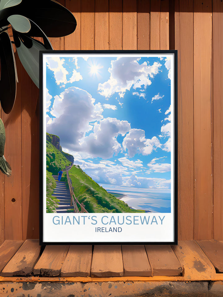 Shepherds Steps stunning prints capture the intricate details and breathtaking landscape of Northern Ireland a perfect addition to any art collection or living space decor.