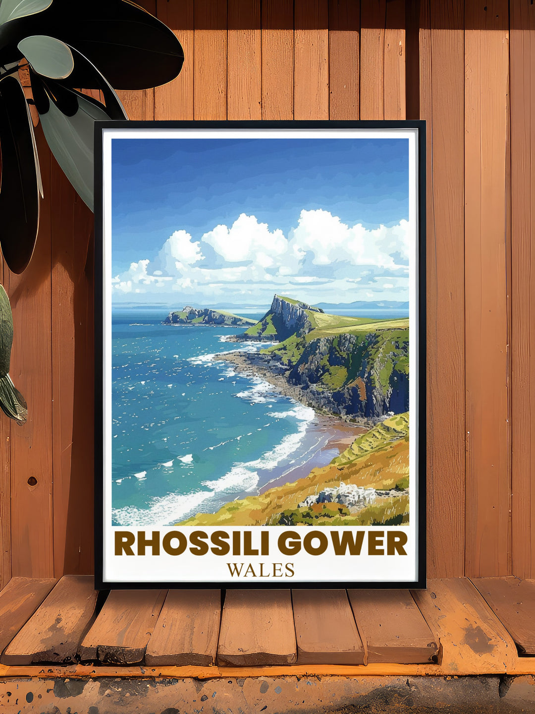 Worms Head poster art capturing the majestic landscape of Welsh beaches ideal for stylish wall decor