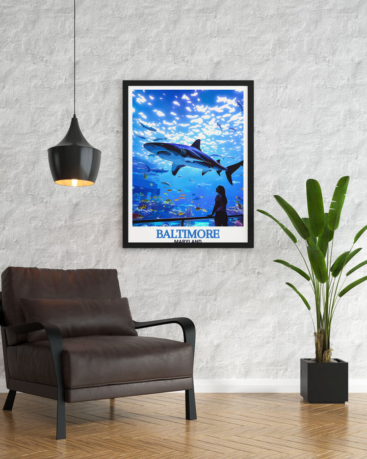 National Aquarium artwork presenting a stunning black and white photo of Baltimores beloved attraction this fine art print adds a unique charm and depth to your home decor suitable for both contemporary and classic interior styles