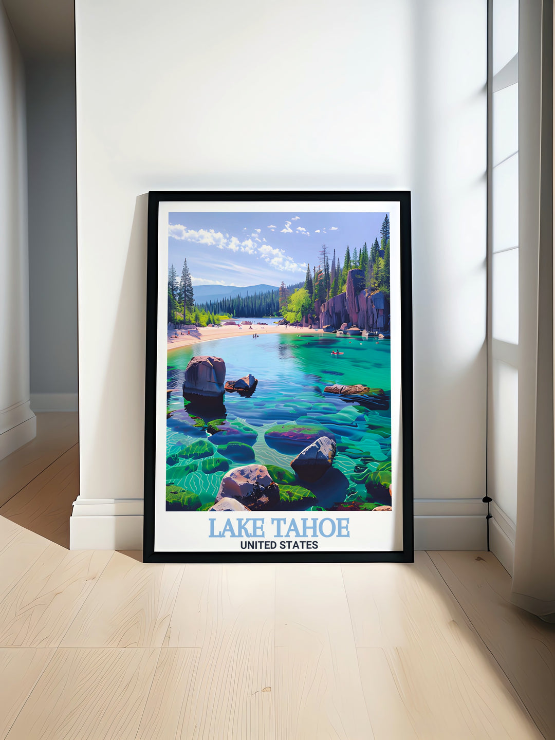 Sand Harbor Wall Art captures the pristine waters and golden sands of this beautiful section of Lake Tahoe. Perfect for beach and nature enthusiasts, this travel print offers a stunning representation of one of the most picturesque locations in the United States.