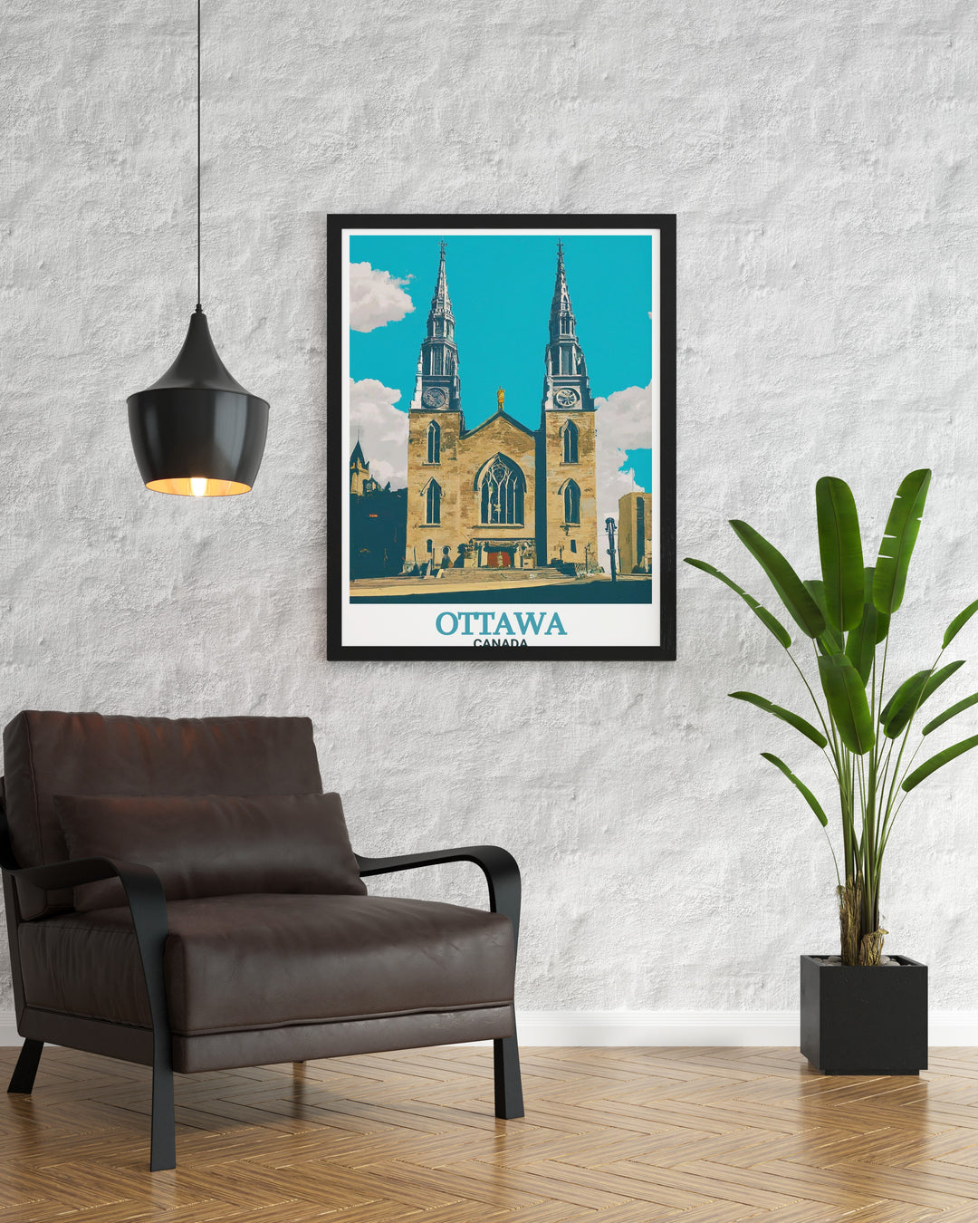 Notre Dame Cathedral Basilica artwork in a beautiful Ottawa city map. Ideal for adding a touch of Canadian heritage to your space. The print highlights the cathedrals architectural beauty and the citys vibrant culture, making it a great addition to any collection.