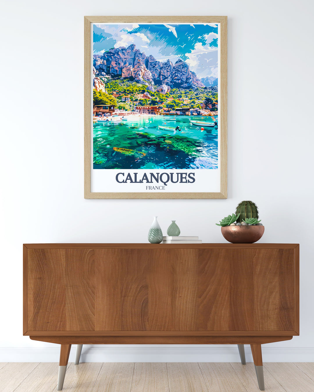 Calanque dEnVau and Calanque de Sormiou framed prints bring the elegance of France art into your home with stunning details that capture the tranquil beauty of the Mediterranean coast perfect for adding charm to your decor.