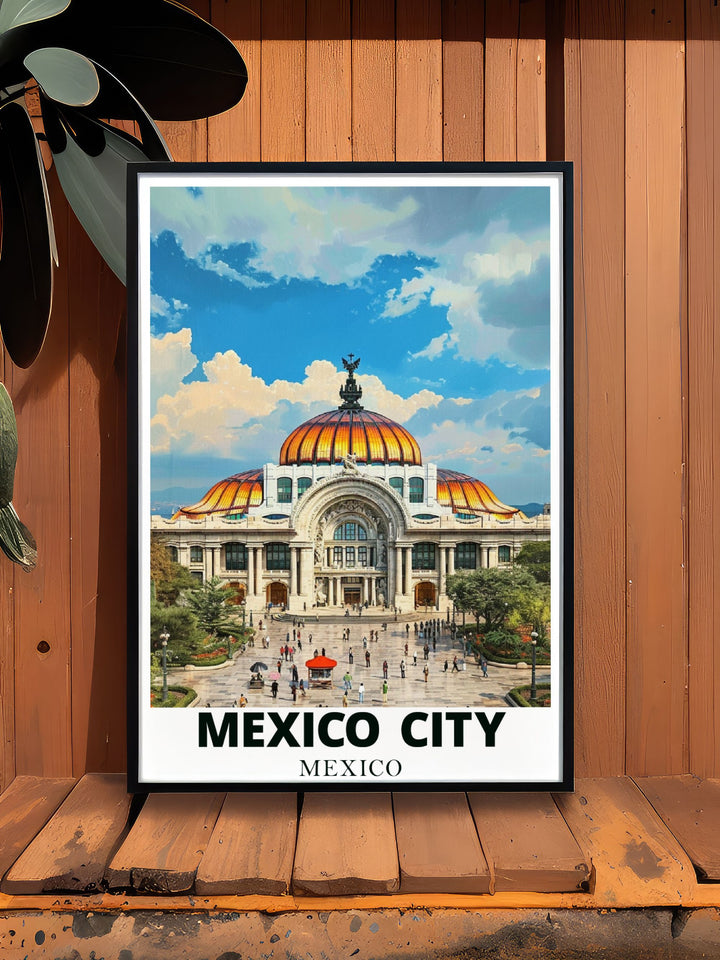 Our Mexico City Wall Art featuring Palacio de Bellas Artes is not just a decoration but a way to experience the rich history and artistic heritage of Mexico City perfect for Mothers Day gifts and Fathers Day gifts