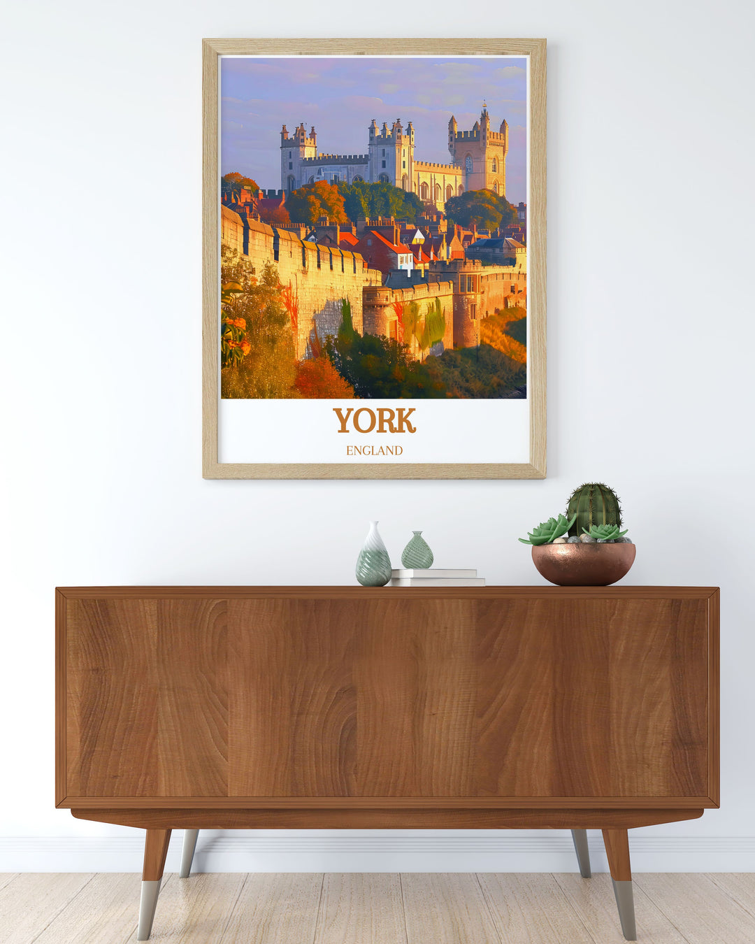 Framed Print of the North Yorkshire countryside showcasing the beauty of the Howardian Hills AONB. This piece blends natural landscapes with ENGLAND, york city walls history for a timeless art decor.