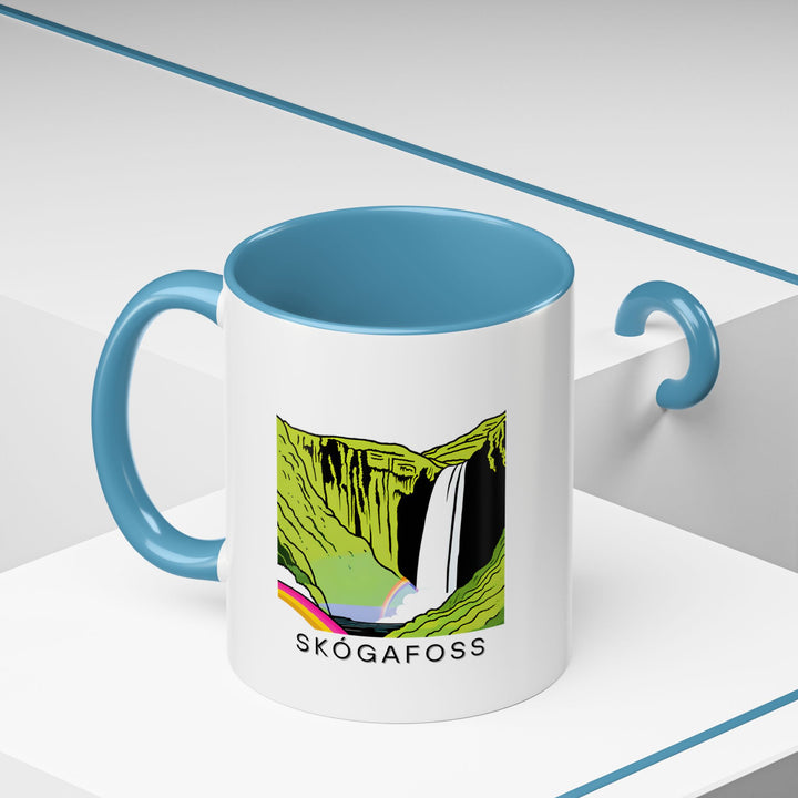 The Skógafoss Iceland mug showcases the iconic waterfall of Iceland in stunning detail. This mug is perfect for nature enthusiasts and anyone who appreciates Iceland’s breathtaking landscapes. Dishwasher and microwave safe, it is perfect for daily use.