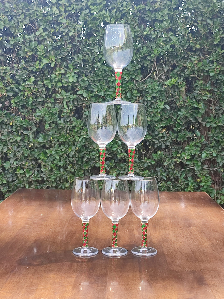 Beaded Wine Glasses Set | Handmade Stemware | Custom Pattern & Colors | Wedding Gift | Housewarming | Bar Decor | Unique Glassware