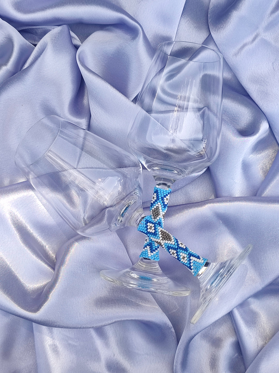 Beaded Wine Glasses Set | Handmade Stemware | Custom Pattern & Colors | Wedding Gift | Housewarming | Bar Decor | Unique Glassware