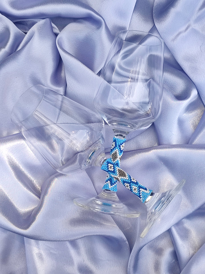 Beaded Wine Glasses Set | Handmade Stemware | Custom Pattern & Colors | Wedding Gift | Housewarming | Bar Decor | Unique Glassware