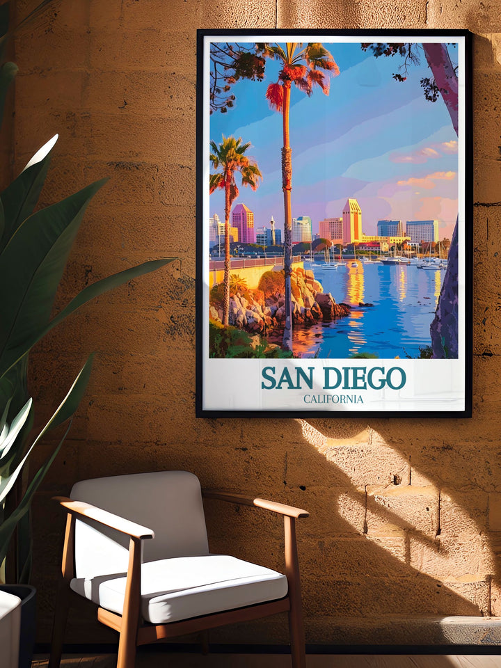 Unique San Diego beach poster perfect for adding a touch of California decor to your home. This beautiful print showcases the iconic views of the beach, making it an excellent gift for anyone who appreciates the charm and beauty of San Diego.
