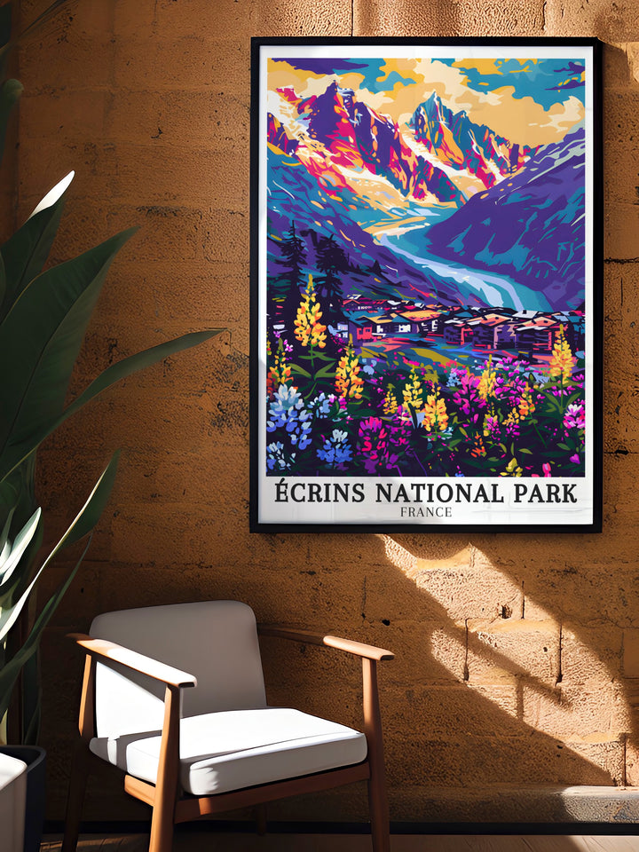 Modern Meije massif and La Grave glaciers Print perfect for adding a touch of nature to your living space with sophisticated France Travel Art