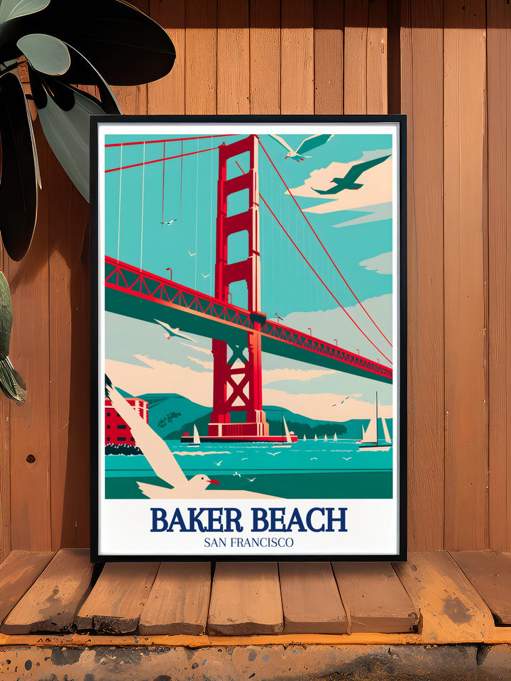 Pacific Ocean Canvas Art highlighting the expansive beauty of the Pacific Ocean as seen from the shores of Baker Beach, with the Golden Gate Bridge framing the scene. The artwork captures the tranquility and majesty of Californias coast, perfect for enhancing your living space