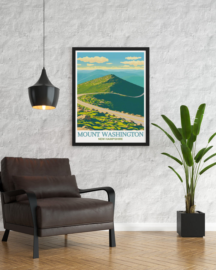 Elegant Mount Washington Auto Road framed print capturing the stunning landscape of Mount Washington a perfect addition to your living room or bedroom