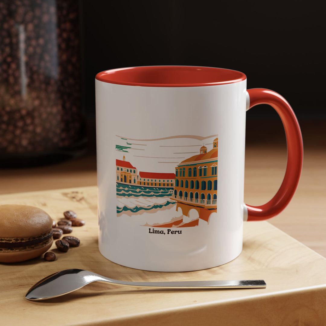 A beautifully crafted Lima Peru Mug showcasing intricate designs inspired by Lima’s iconic landmarks and coastal beauty. Made from ceramic, this dishwasher-safe mug is perfect for coffee lovers and as a thoughtful gift for Peru enthusiasts.