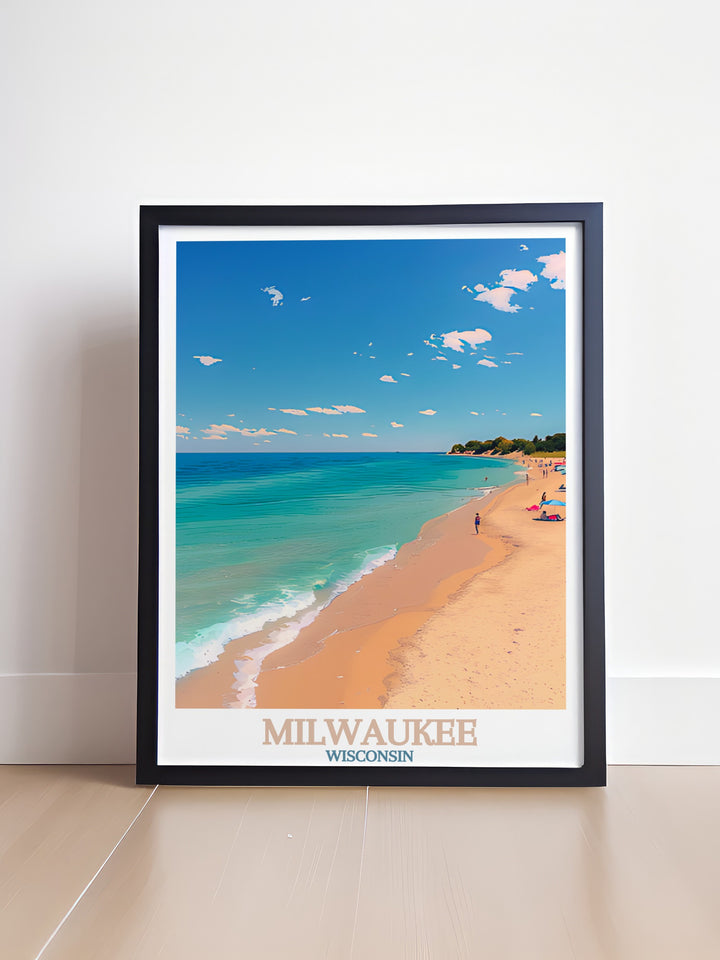 High quality Lake Michigan stunning print capturing the beauty of the lake with vibrant colors and detailed scenery ideal for stylish and elegant home decor