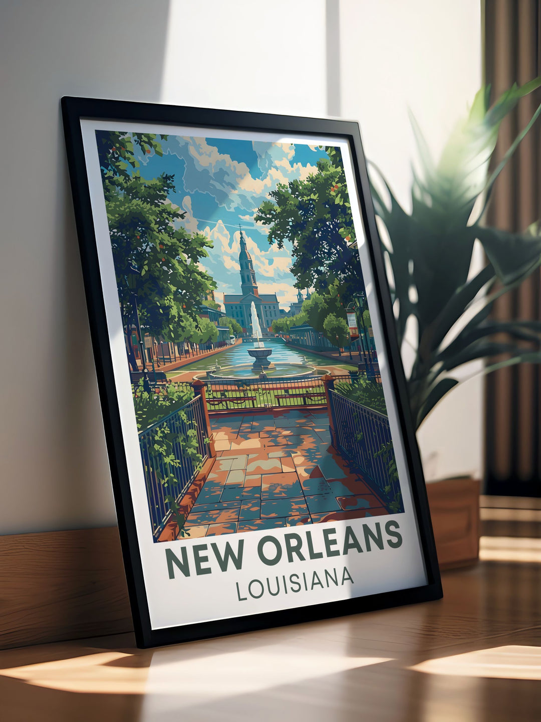 Stunning Jackson Square poster highlighting the charm and history of New Orleans making it a great addition to any Louisiana wall art collection and a wonderful gift for friends and family who cherish their memories of New Orleans