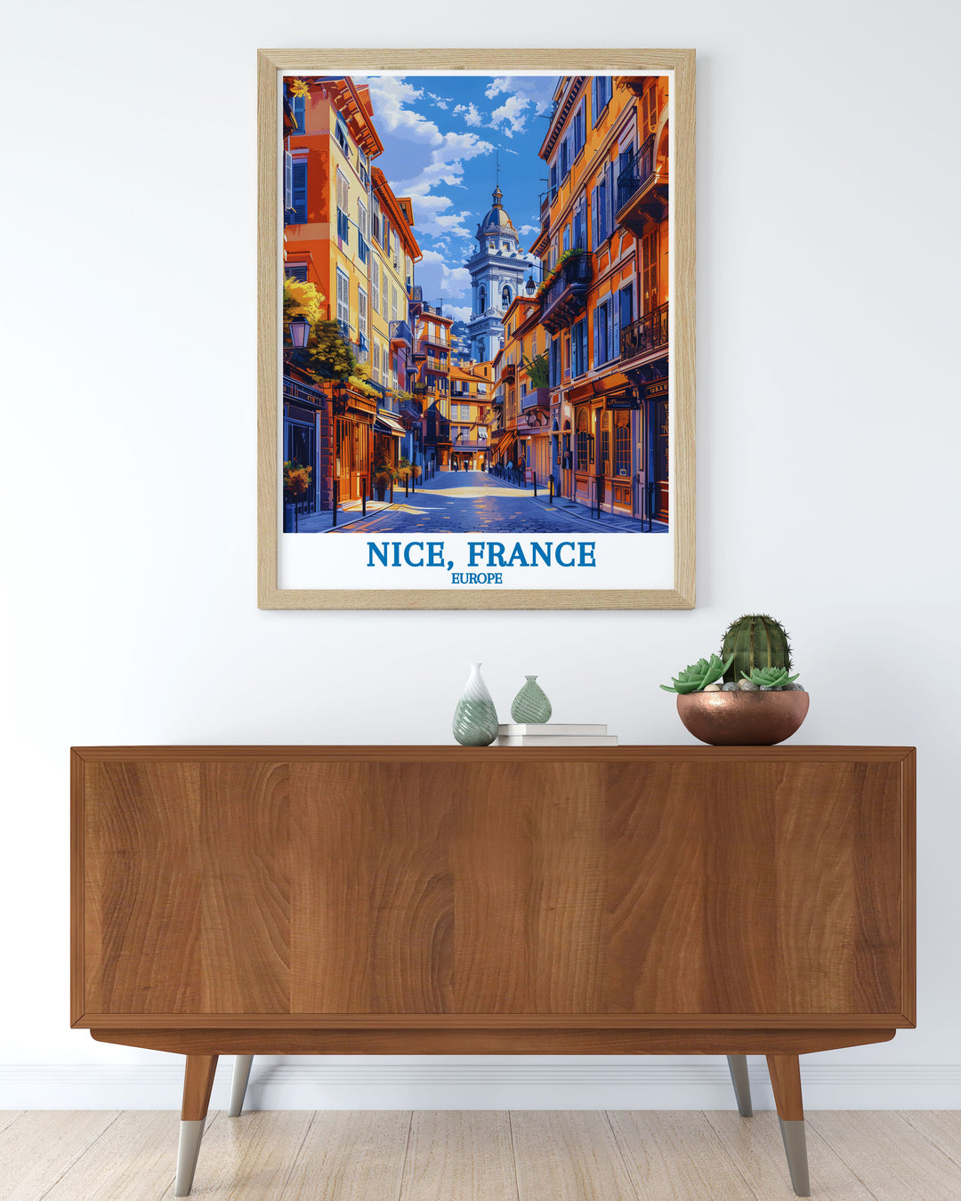 Bring the essence of Old Town Vieux Nice into your home with this exquisite travel poster, highlighting the rich history and cultural heritage of this charming French neighborhood.