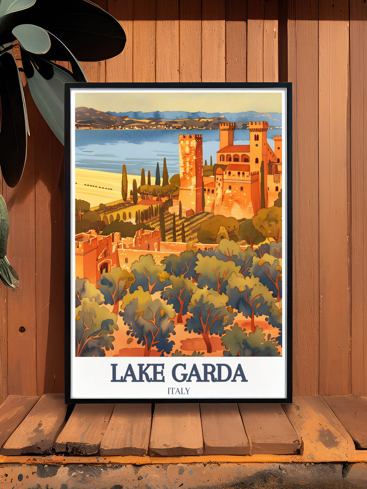 This Lake Garda artwork featuring Scaliger Castle and Grottoes of Catullus is the ideal Italy travel gift for those who love Italy. Perfect for any occasion from birthdays to anniversaries and a beautiful way to enhance your living room decor.