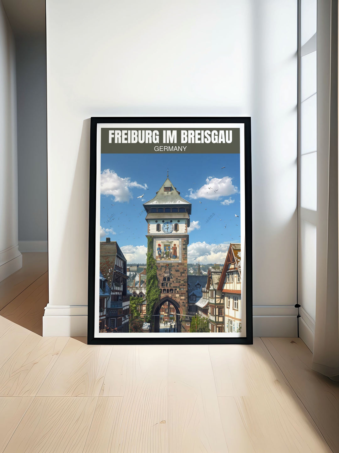 Schwabentor Art Print showcases the historic charm of Freiburg Im Breisgau featuring intricate details of the medieval Schwabentor an ideal addition to any Germany wall art collection adding elegance and character to your home decor.