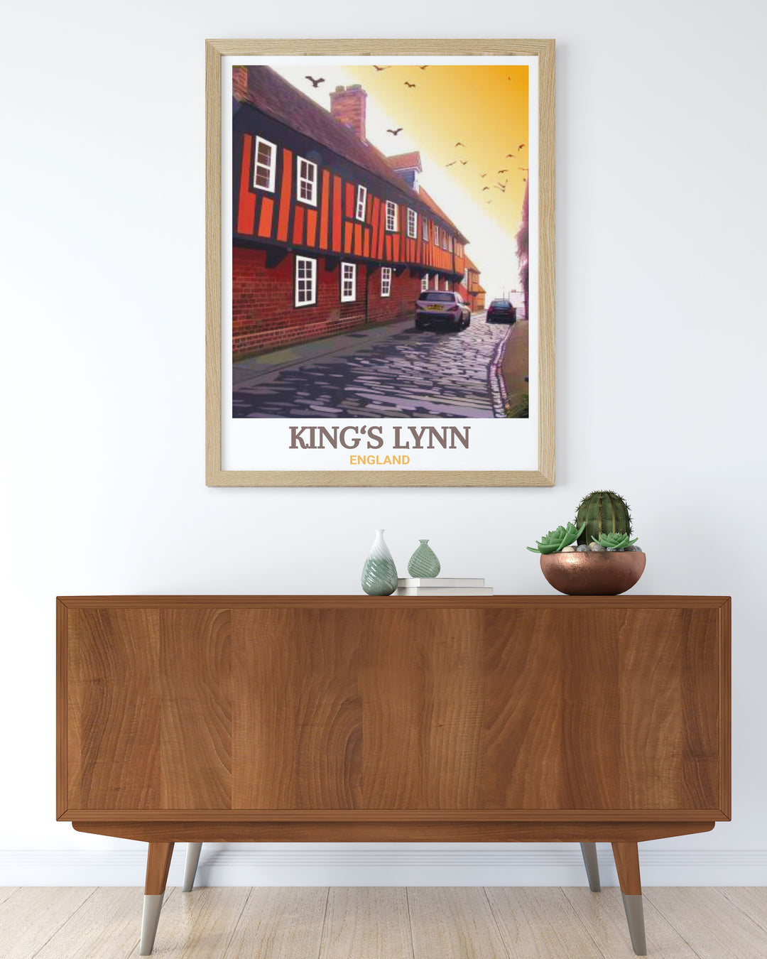 The Hanseatic Warehouse in Kings Lynn, England, is beautifully captured in this travel print. The canvas art showcases the buildings architectural elegance, making it ideal for anyone who loves Englands historic landmarks.